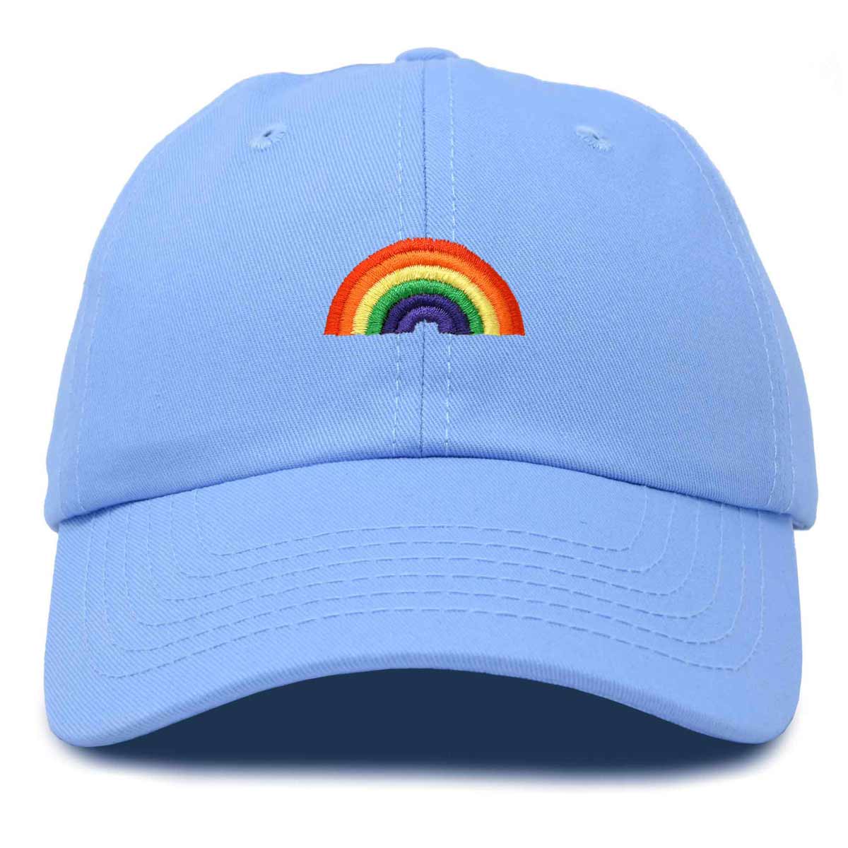 Show your Love for humanity and take Pride in yourself! Our Rainbow embroidered baseball caps are customized for your daily wear or events such as pride festivals for our LGBT communities. Every cap is made with 100% cotton. The spun material is not only light weight, but good for an entire day's use and perfect for activities such as running, hiking, any outdoors sports, or at the gym.
With 6 eyelet holes (1 per hat panel), it provides for great ventilation on hotter days to keep your head cool.