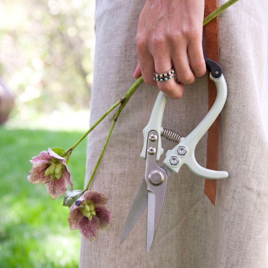 Bring precision and comfort to everyday garden care with these stainless steel pruning shears. Designed for trimming stems, flowers, herbs, and light branches, the compact ergonomic design offers easy one-hand operation while delivering clean and controlled cuts.
Featuring sharp stainless steel blades, a spring-assisted opening mechanism, and a built-in safety lock, these garden shears combine functionality with a soft sage green finish for a modern garden-inspired look. Lightweight and durable.