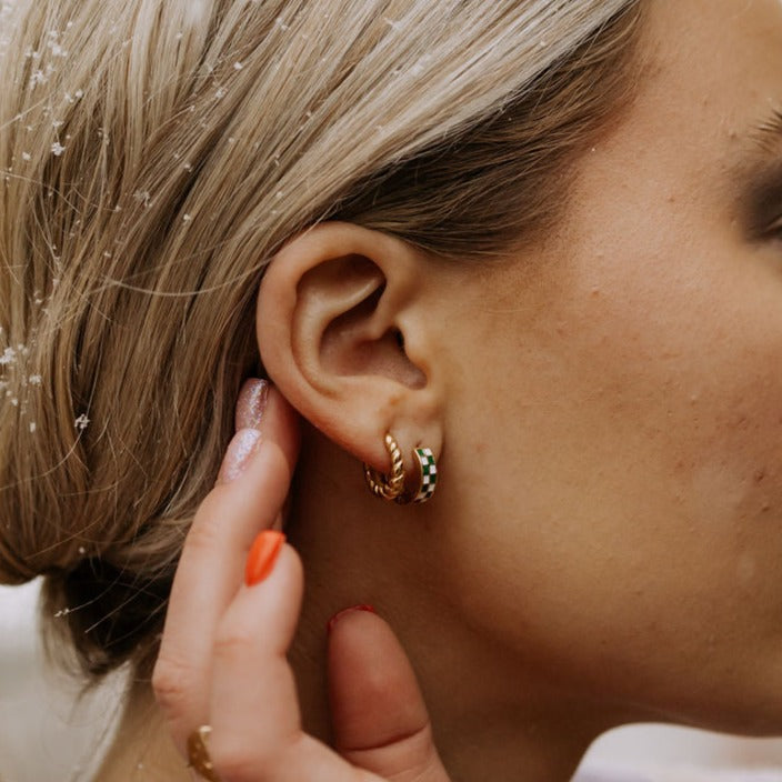 Green and White Checkers Hoops