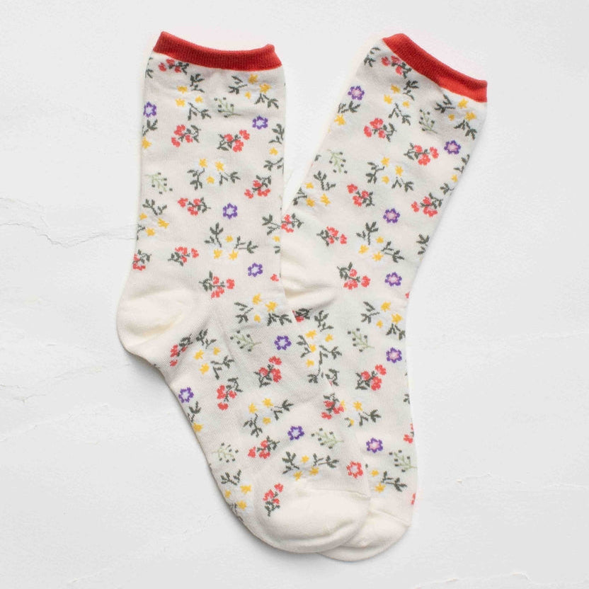 Wildflower Cotton Crew Socks - 4 Colors