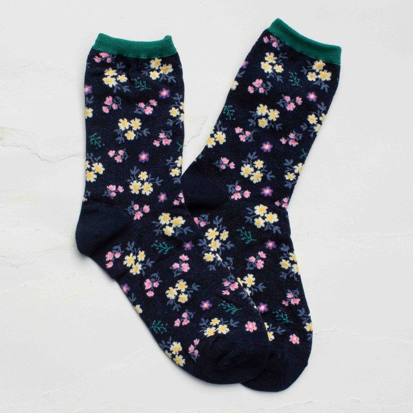 Wildflower Cotton Crew Socks - 4 Colors