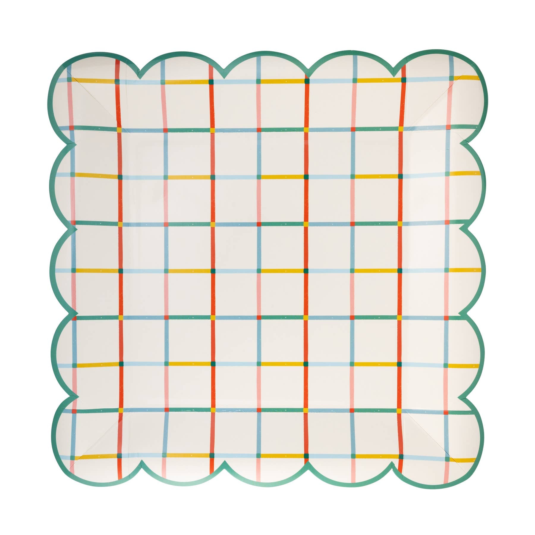 Make every back to school celebration pop with our Colorful Grid Plate from the Homeroom collection! These vibrant dinner plates feature a playful grid pattern and charming scalloped edges, making them the perfect addition to your party supplies. Sized just right for pizza, snacks, or tasty treats, these sturdy square plates keep classroom parties and family dinners both stylish and stress-free. Set a cheerful table that’s ready for A+ fun, and make every gathering feel a little more special!