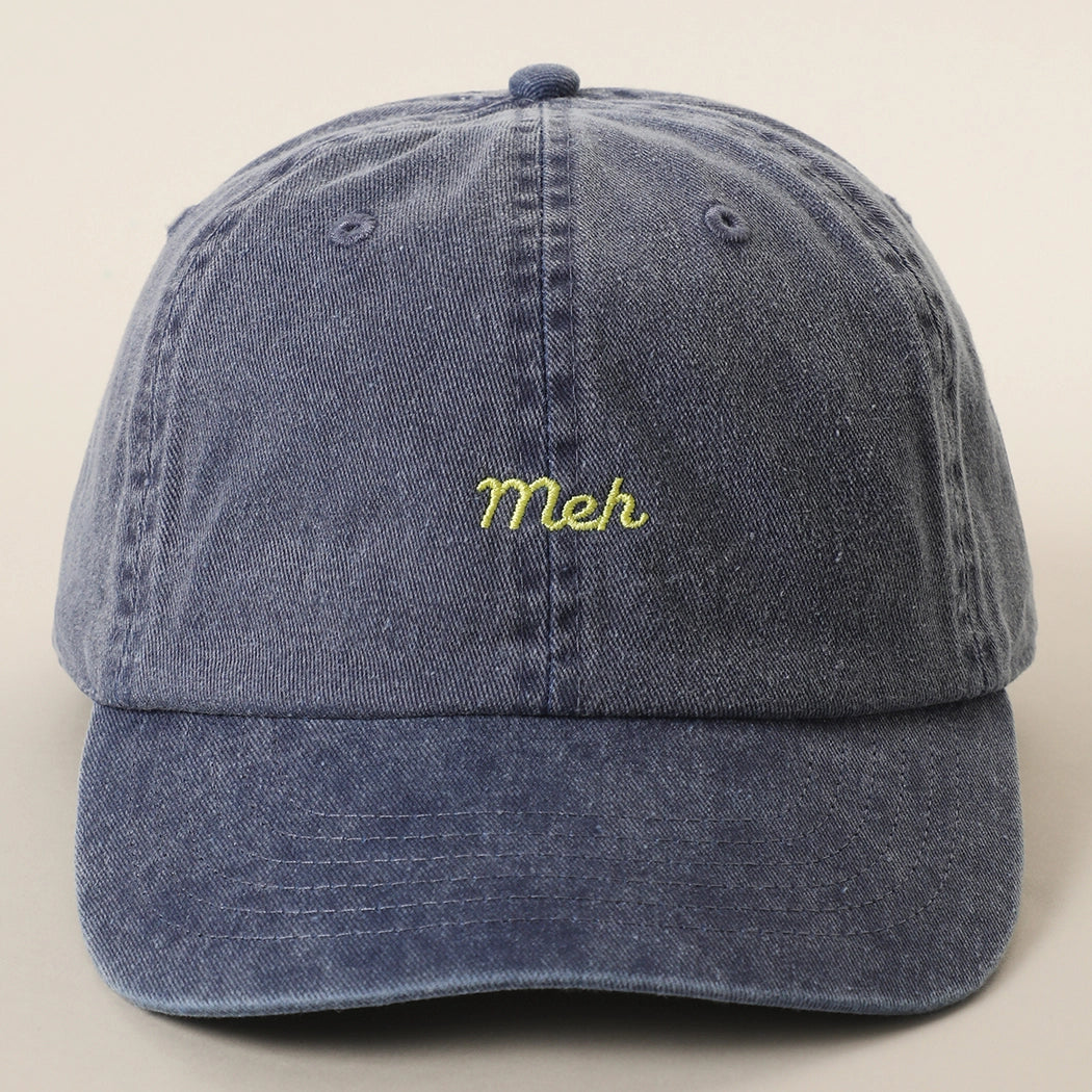 Meh Embroidered Baseball Cap - Dark Blue