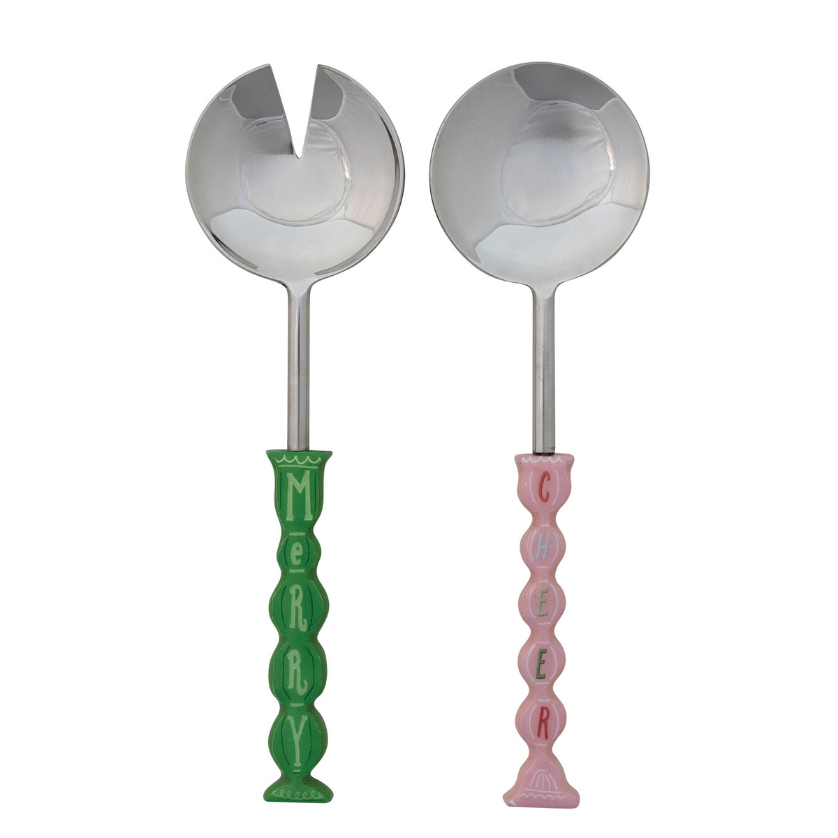 Bring joy and festive charm to your holiday table with this delightful 2-piece Merry & Cheer enamel salad server set. Crafted with colorful handles and cheerful holiday words, it is the perfect touch to make every shared meal feel extra special and welcoming.