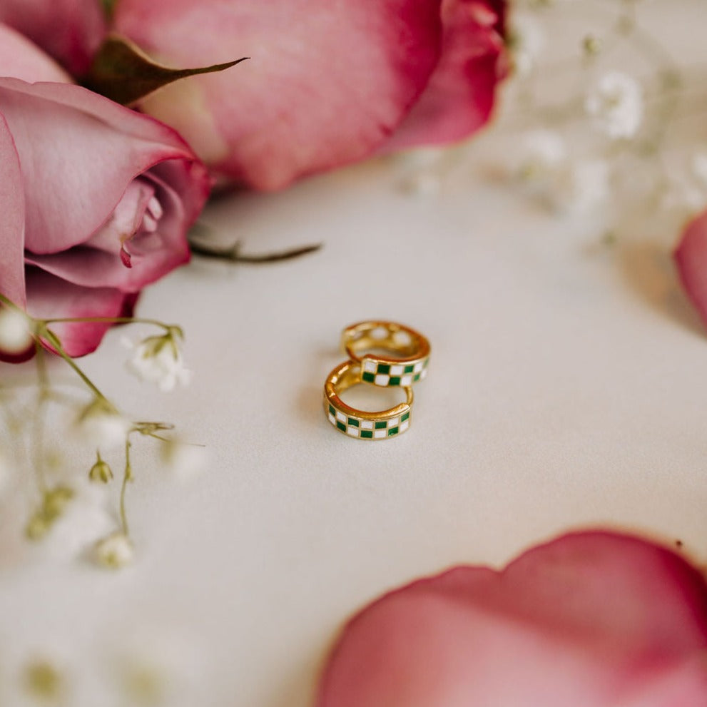 Green and White Checkers Hoops