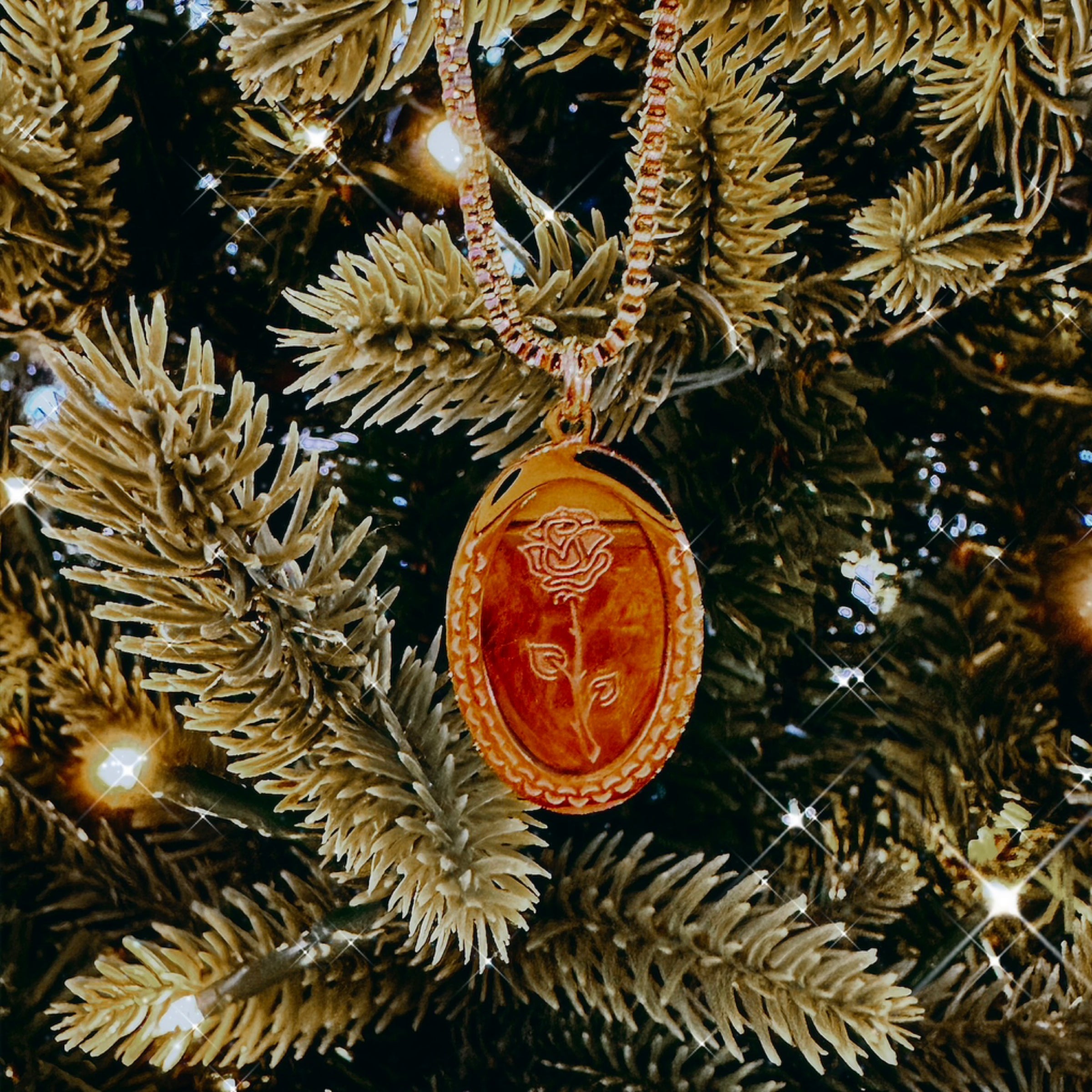 Etched Rose Pendant Necklace