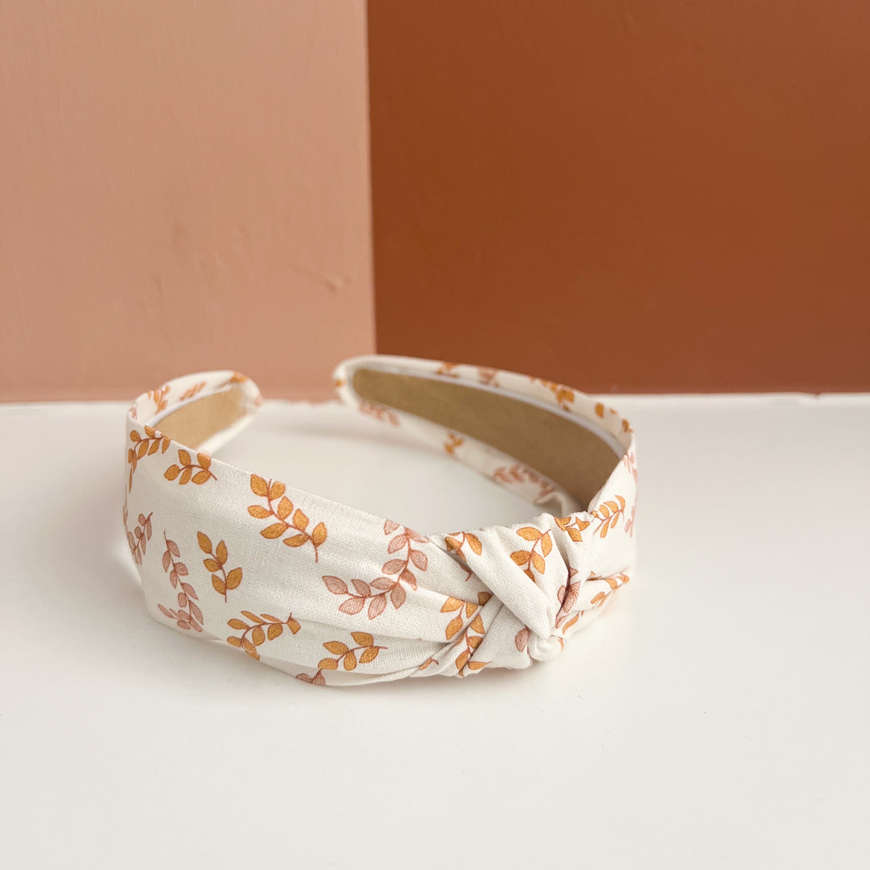 Neutral Leaf Top Knot Headband