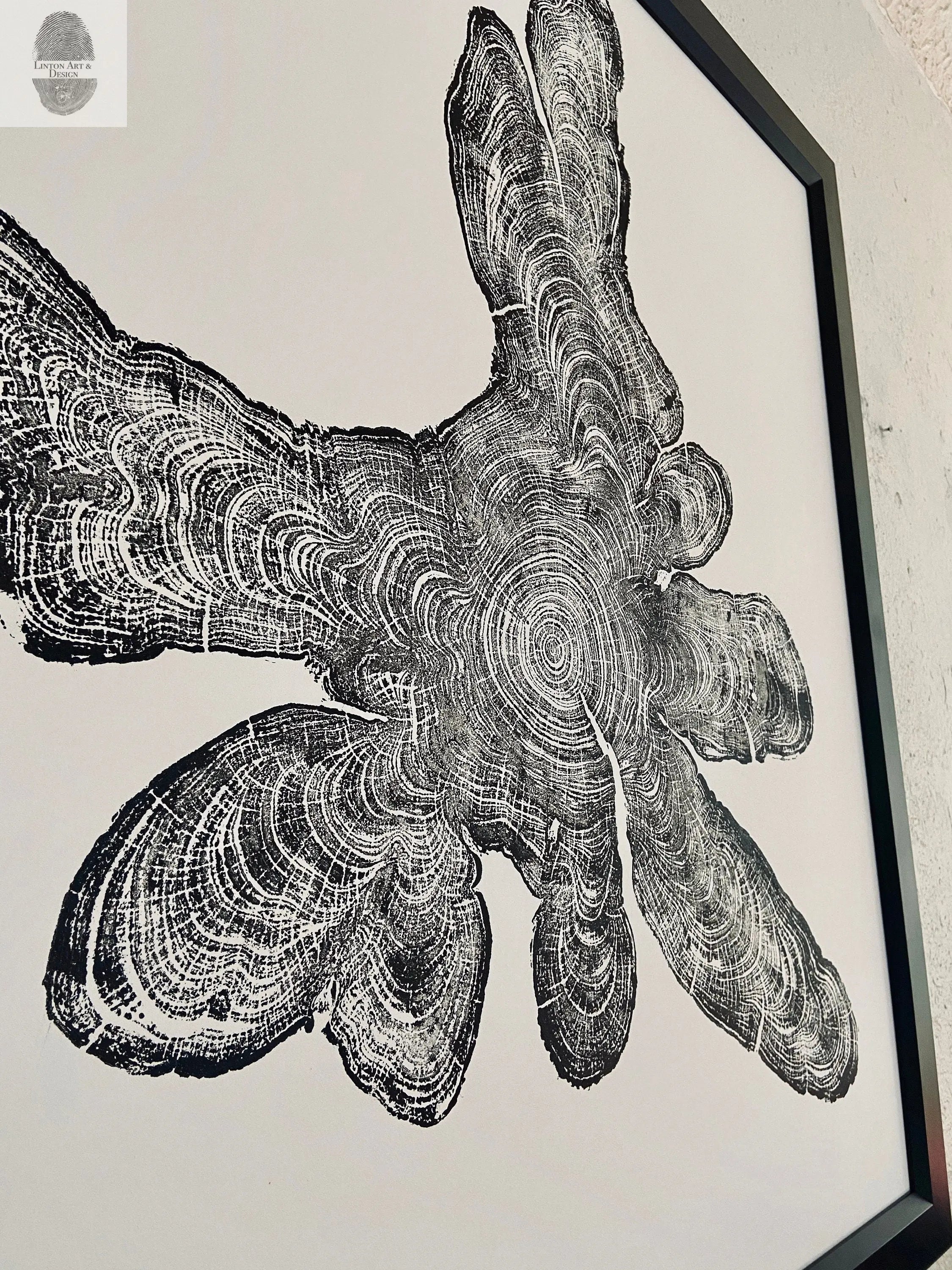 New York, Adirondack Mountains, Woodcut Print, Natural Wood Slices, Huge Wall Art, 36x36 inches