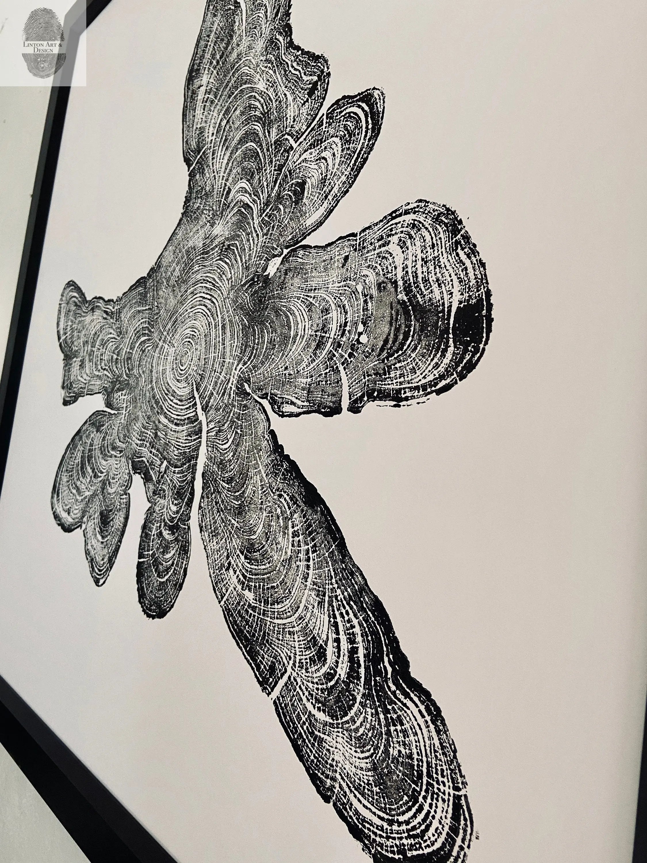 New York, Adirondack Mountains, Woodcut Print, Natural Wood Slices, Huge Wall Art, 36x36 inches