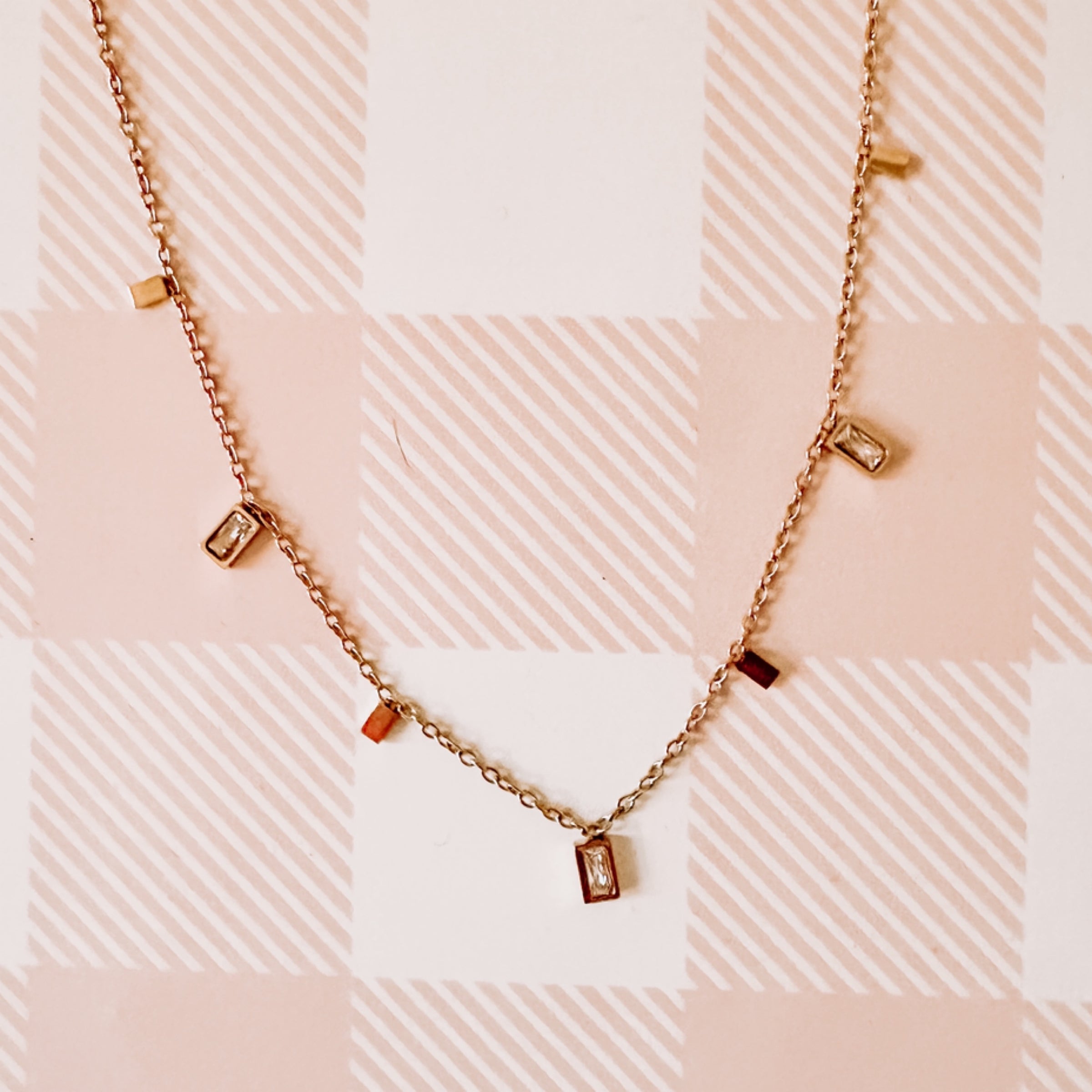 Rectangle Sparkle Chain Necklace