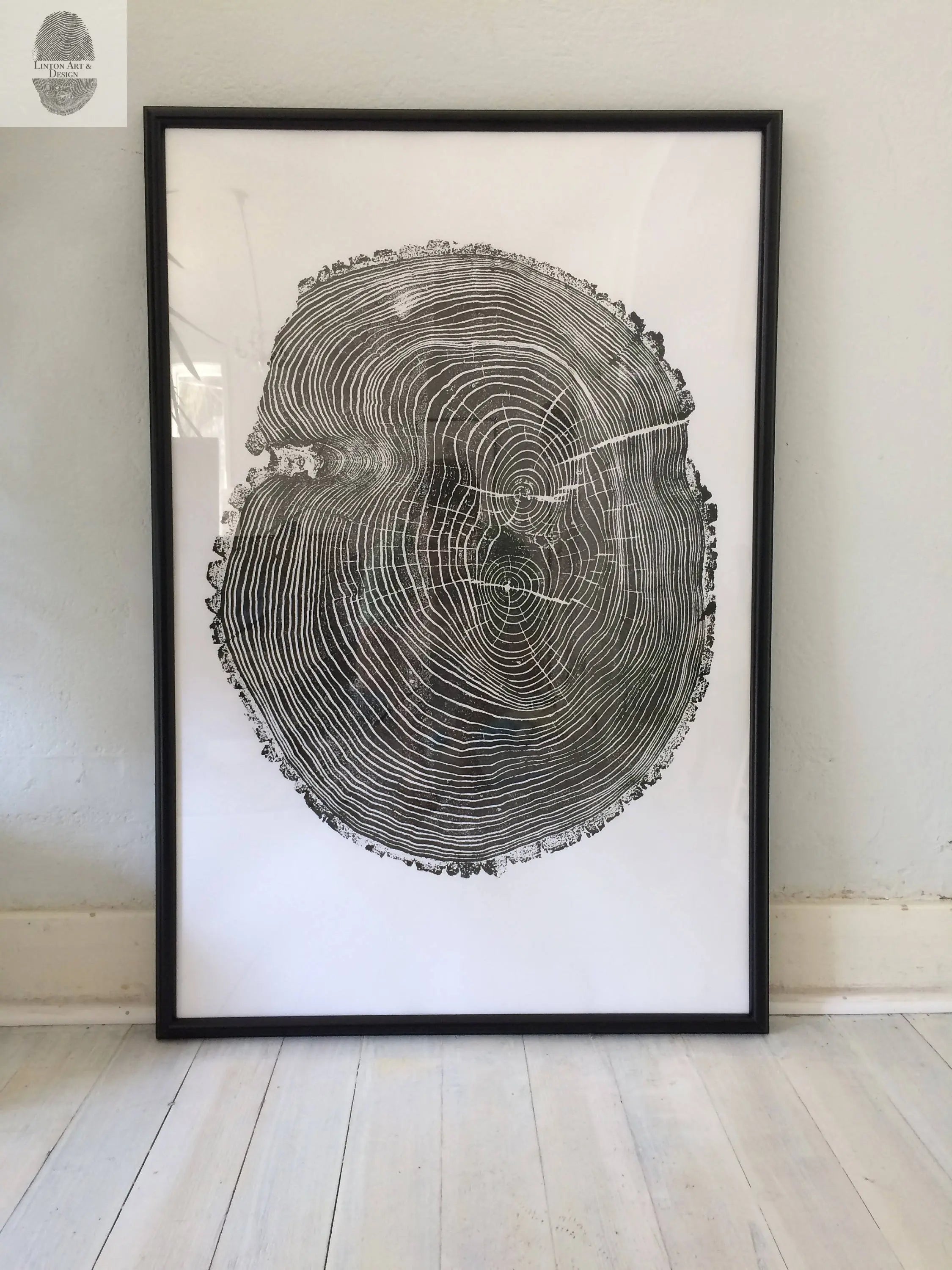 Ohio State, Ash Tree, Tree ring print, woodcut print, Lumber, Live edge, Biology Gifts, Arborist, Signed Original - 24x36 print