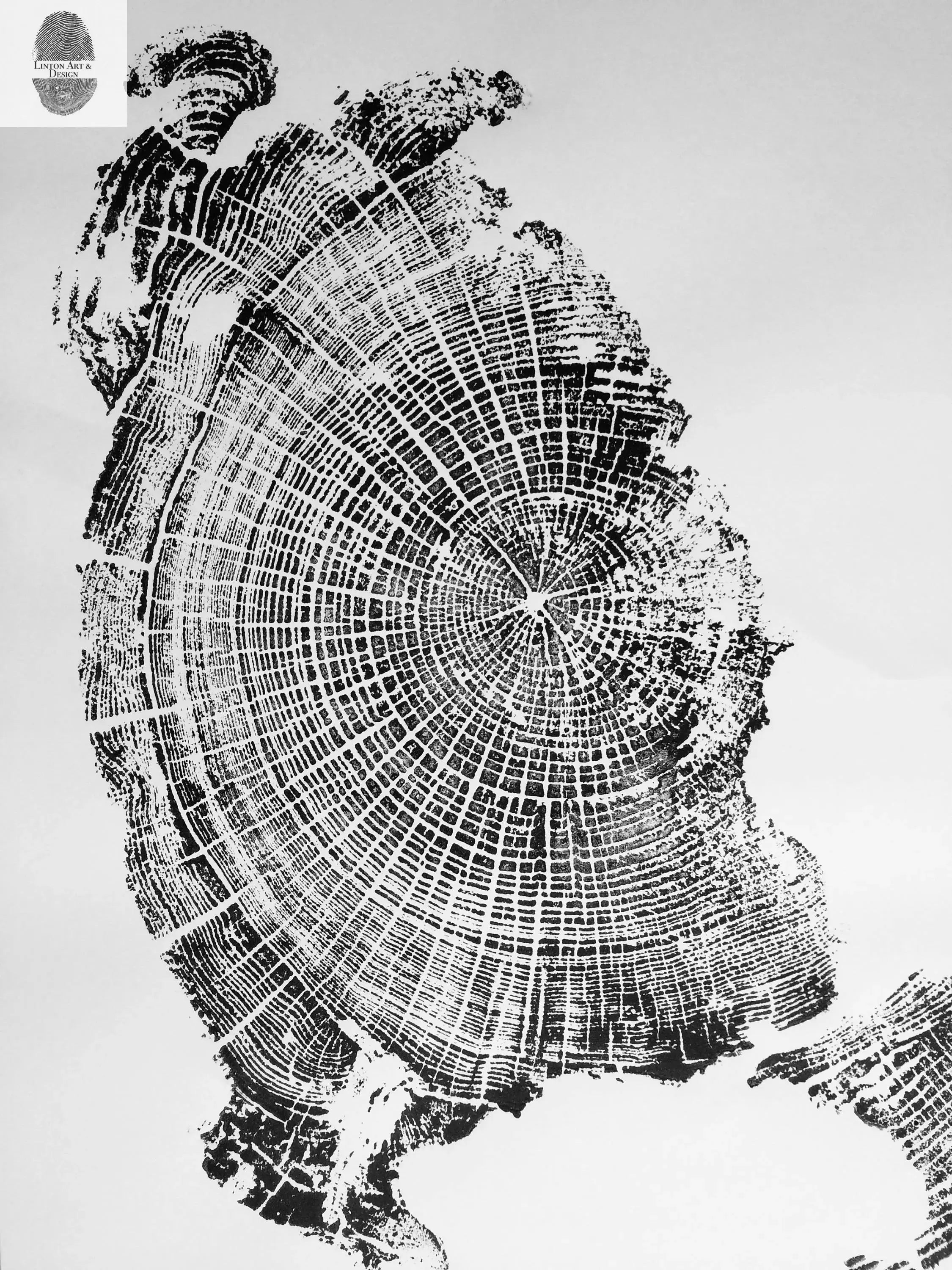 Oregon Coast, Cannon Beach, Driftwood Wall Art, Tree Ring Print, Cascade Mountains, Woodcut Art