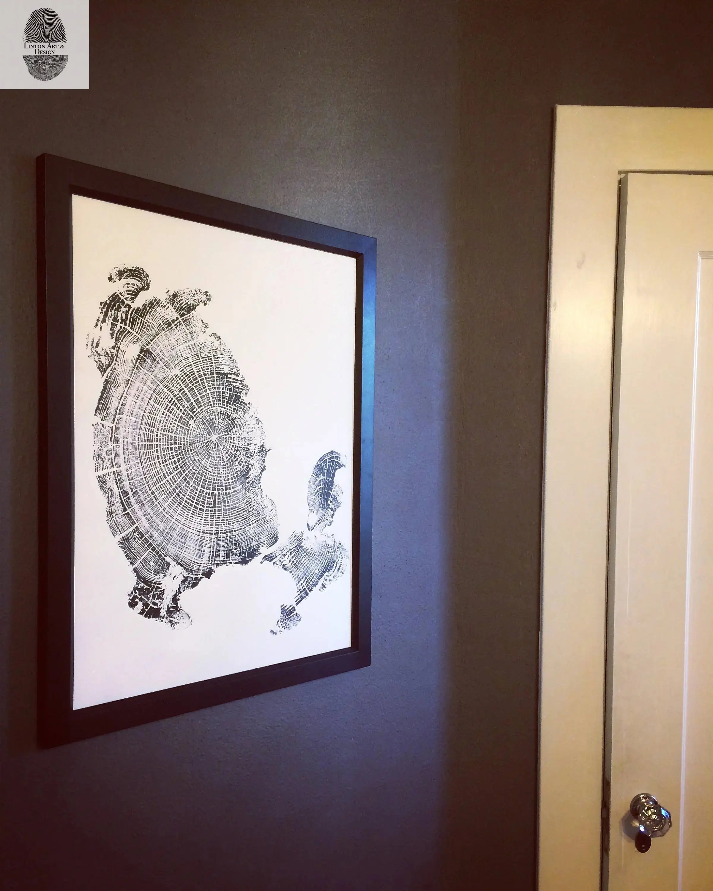 Oregon Coast, Cannon Beach, Driftwood Wall Art, Tree Ring Print, Cascade Mountains, Woodcut Art