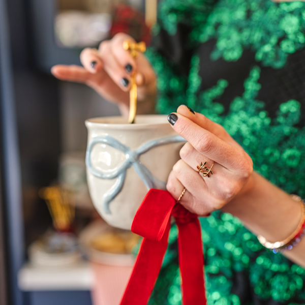 Baby Blue Bow Stoneware Mug