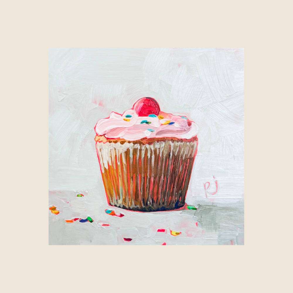 Pink Cupcake w/ Sprinkles - Original Art - In Color Art Show