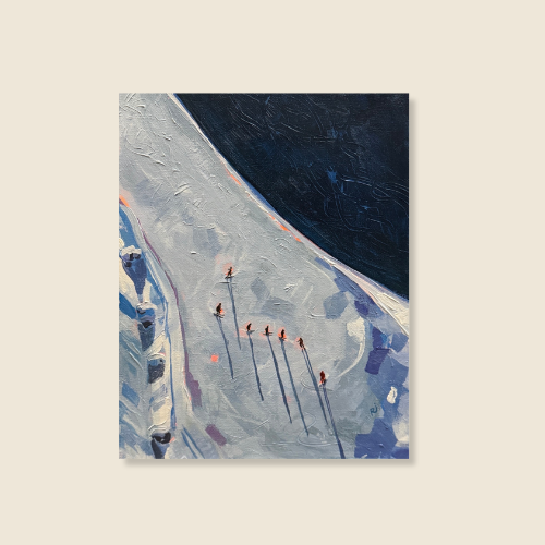 "Ski Lessons" - Original Painting - Winter Solstice Art Show