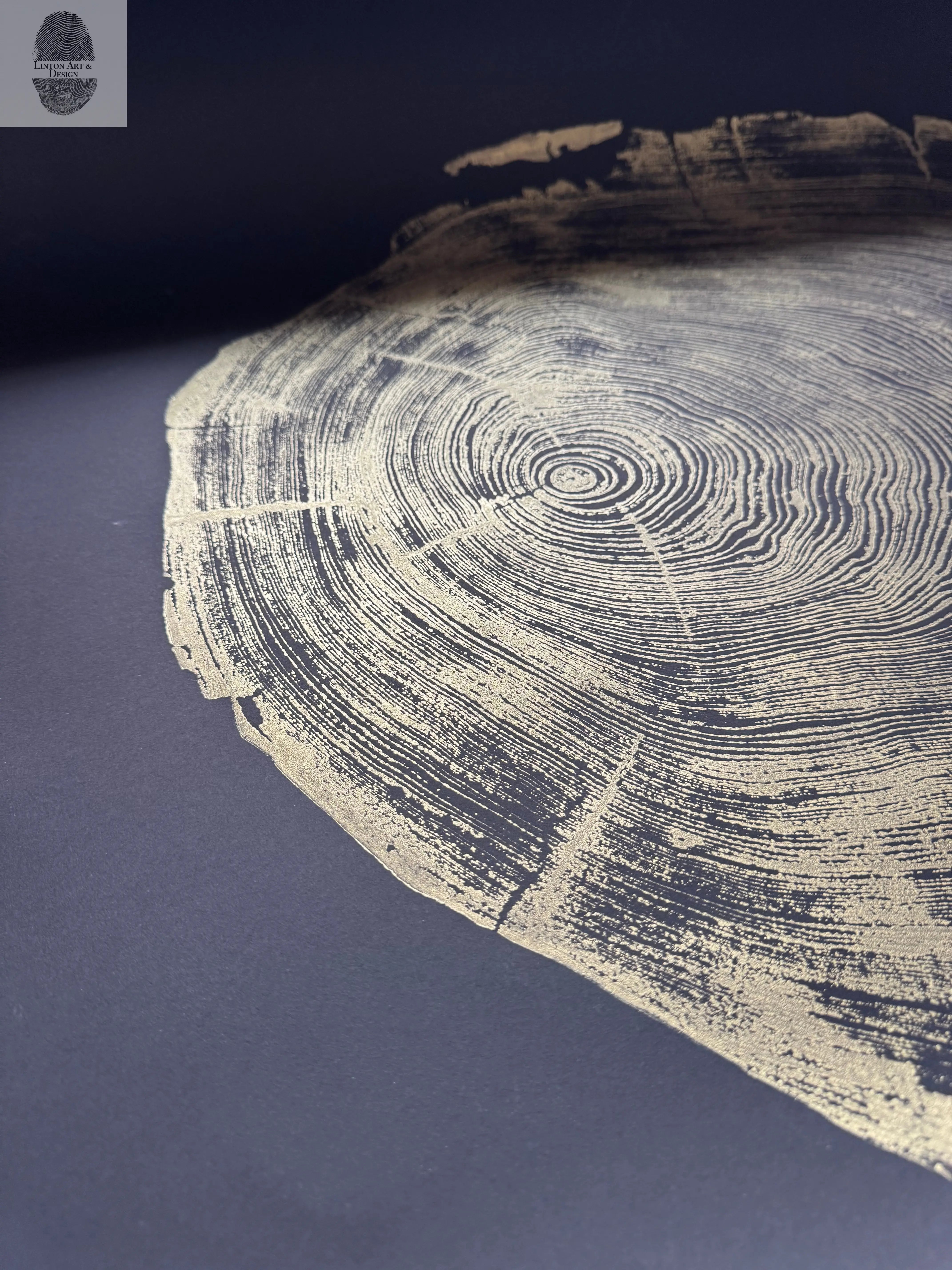 San Francisco Redwood. Gold and Black, 36x48 Inches. Original Signed artwork made from Real Redwood