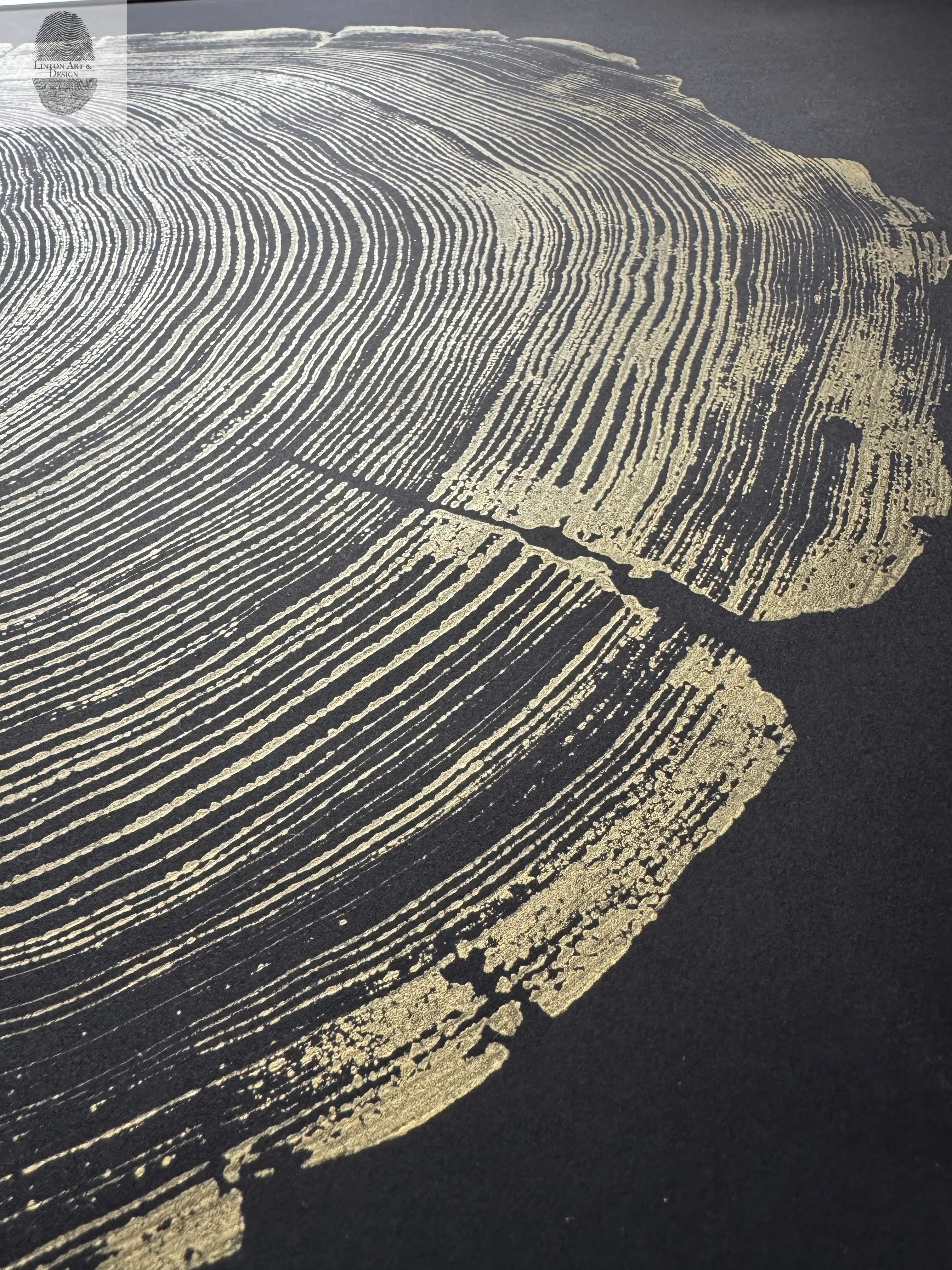 San Francisco Redwood. Gold and Black, 36x48 Inches. Original Signed artwork made from Real Redwood