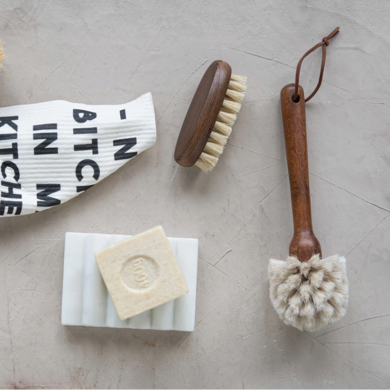 Beech Wood Dish Brush with Leather Tie