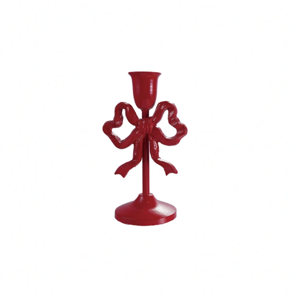 Cast Iron Bow Small Taper Holder - 2 Color Options