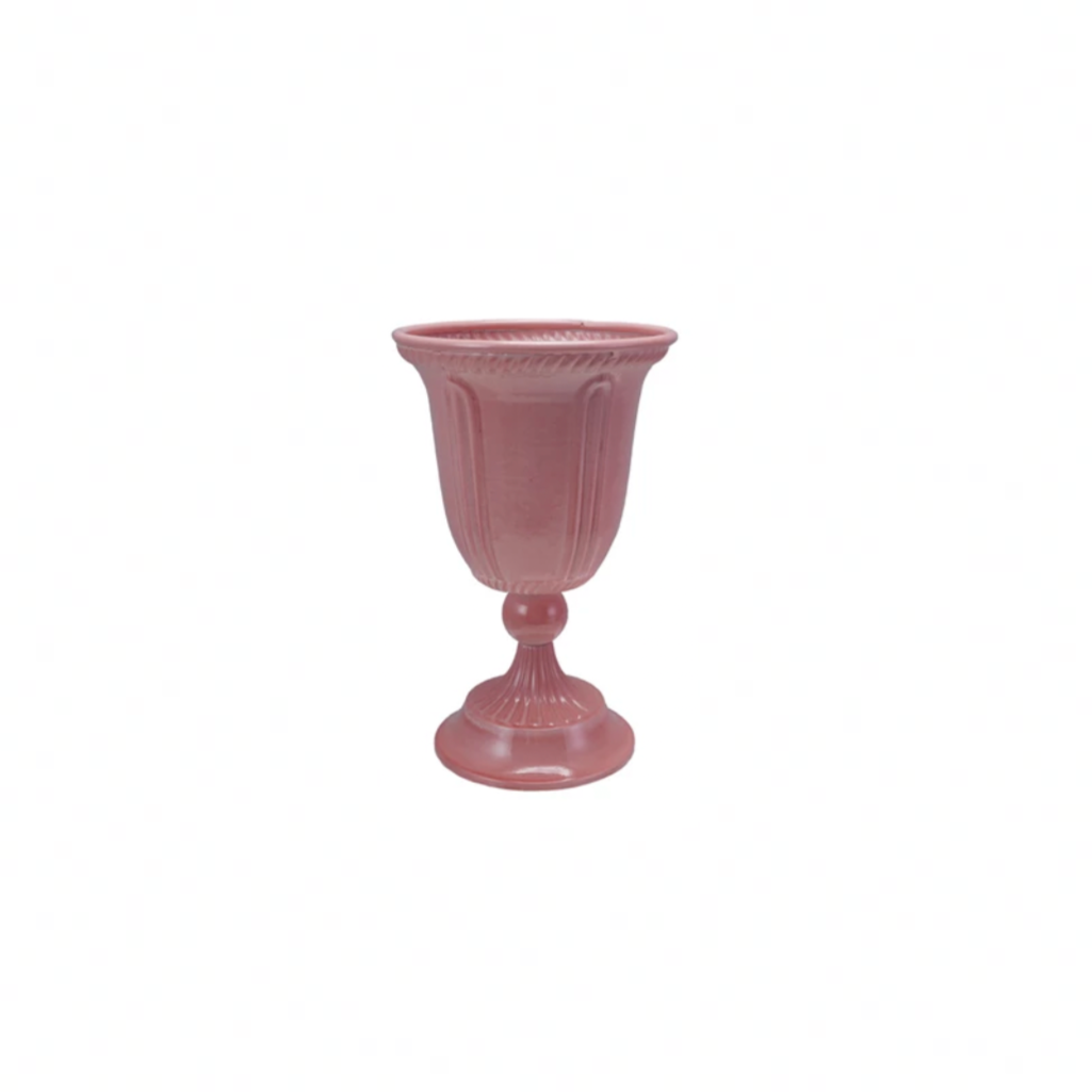 Painted Metal Footed Planter. Light Pink