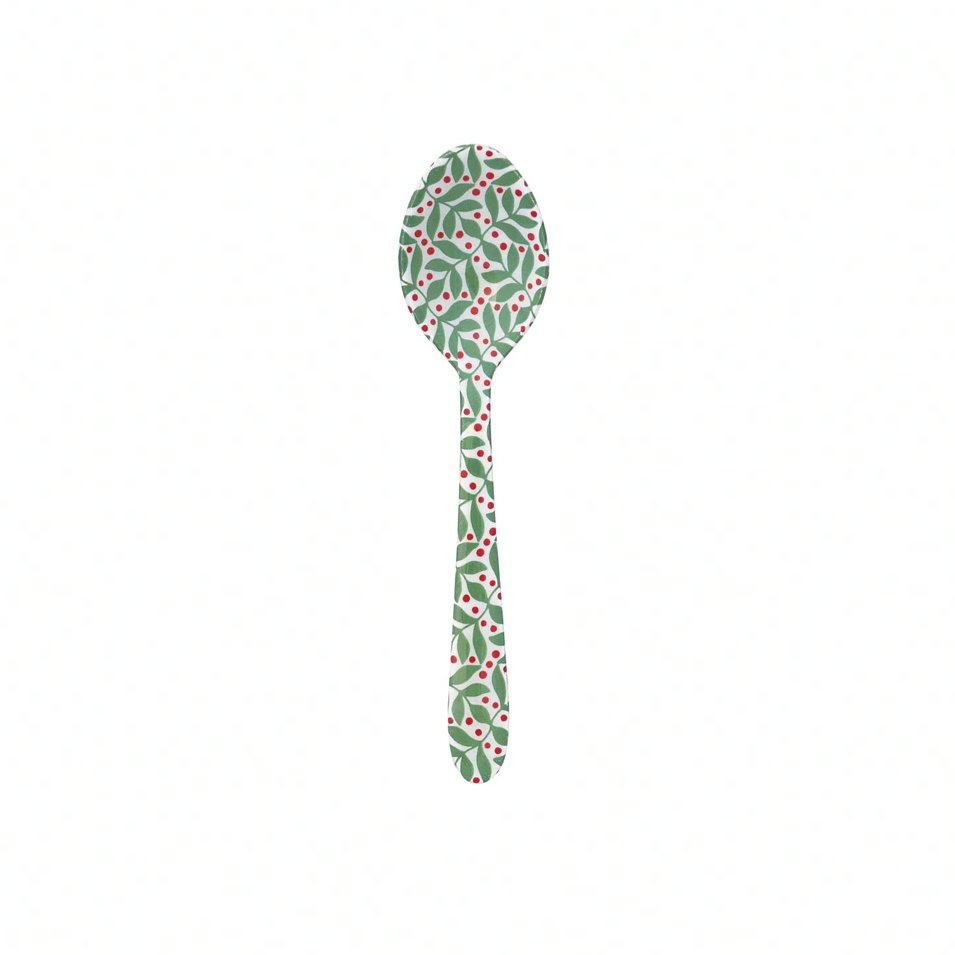 Spoon with floral pattern on a white background