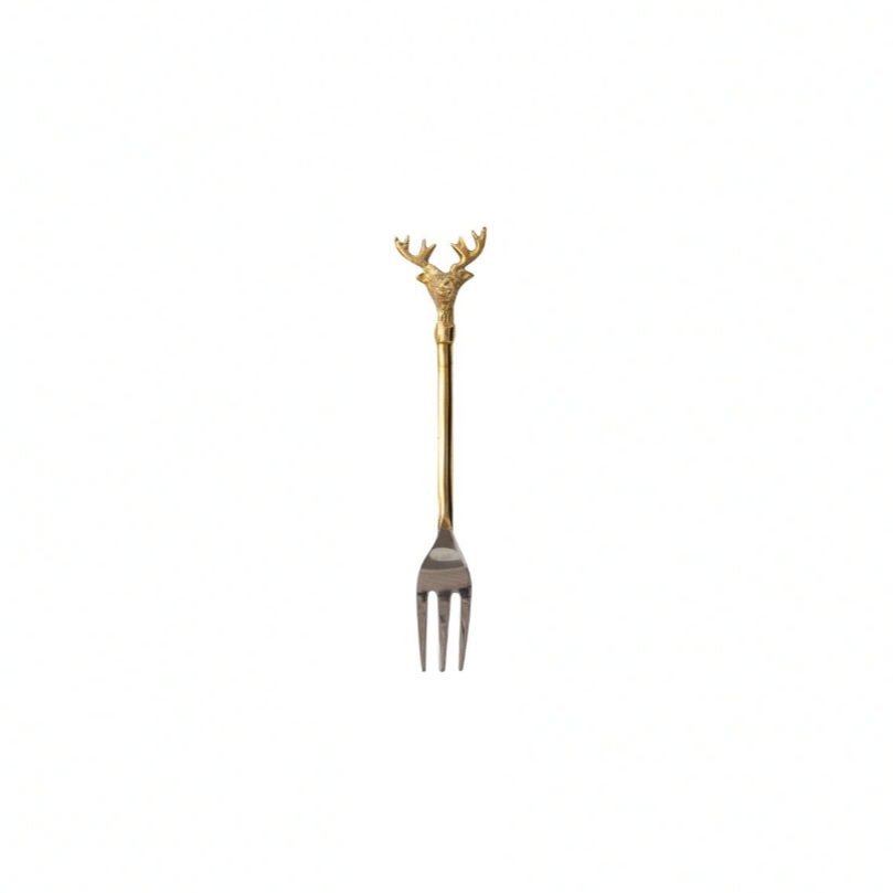 Fork with deer head handle on a white background