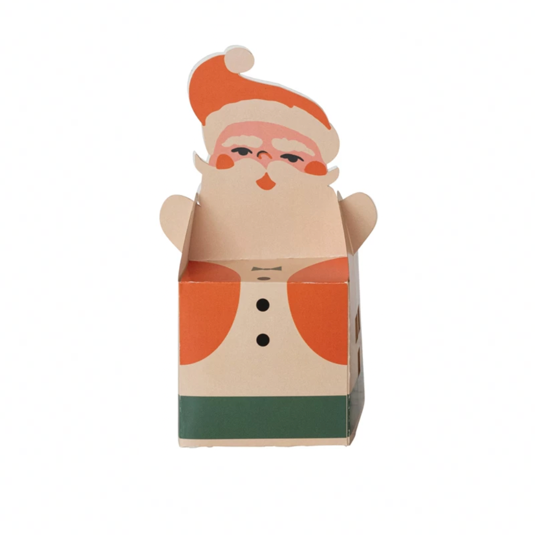 Cardboard Santa Claus gift box on a white background