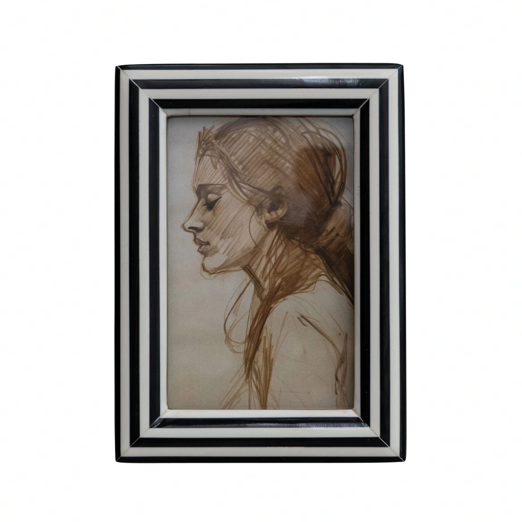 Striped Photo Frame - Black & White