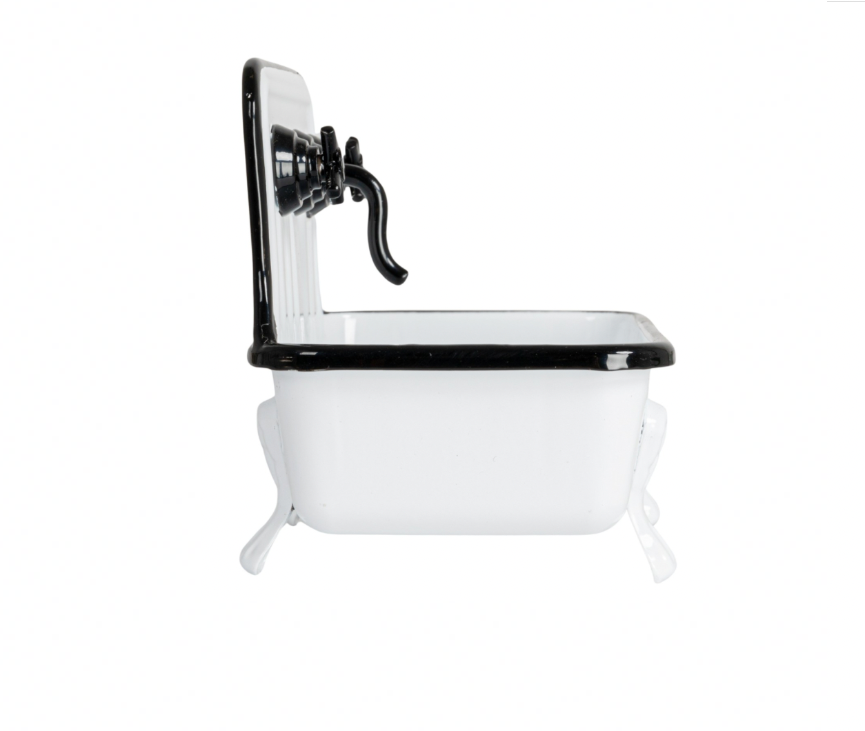 Metal Sink Soap Dish w/ Faucet - White & Black