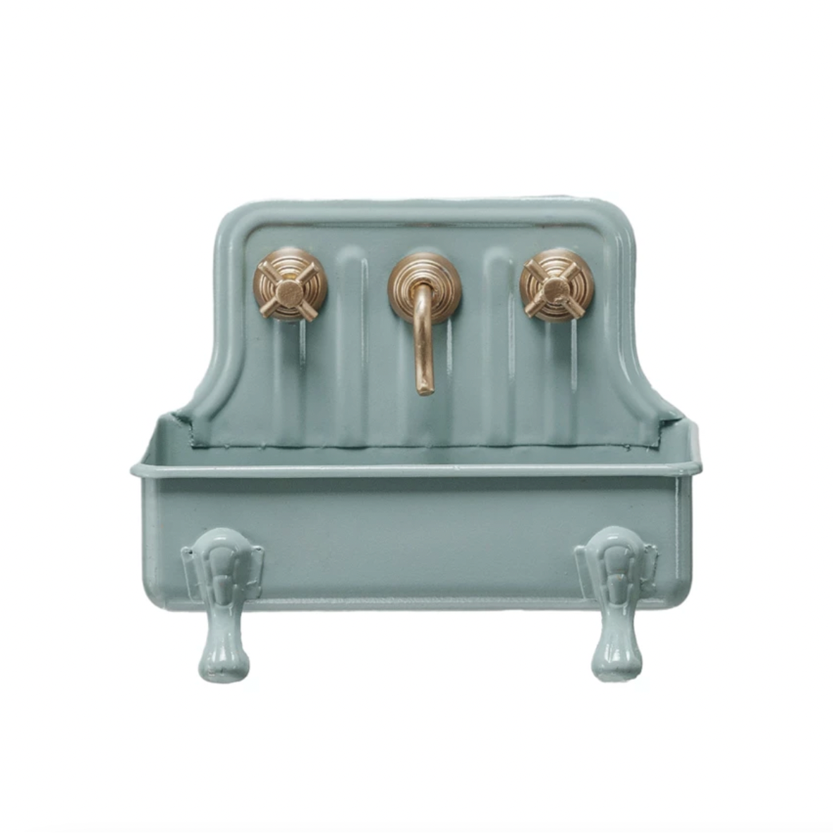 Metal Sink Soap Dish w/ Faucet - Grey & Gold Finish
