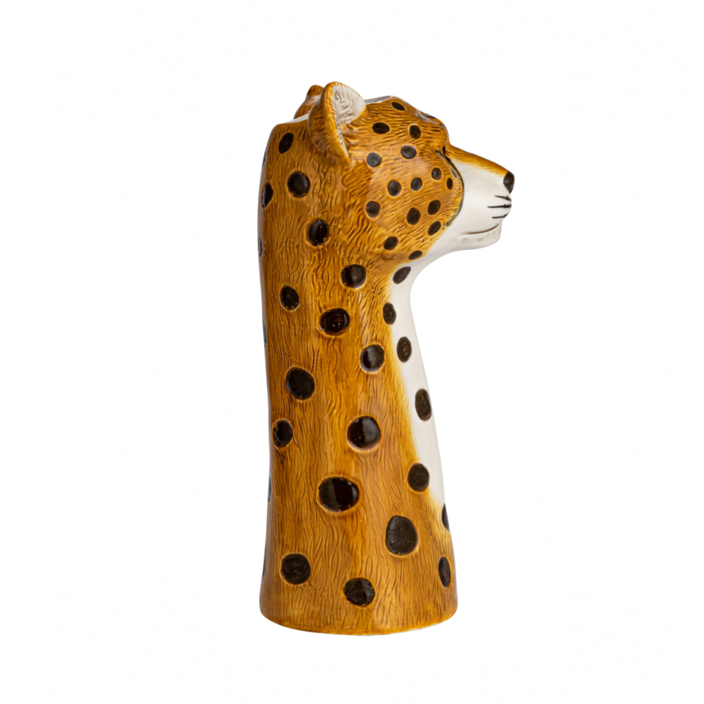 Hand-Painted Stoneware Cheetah Vase