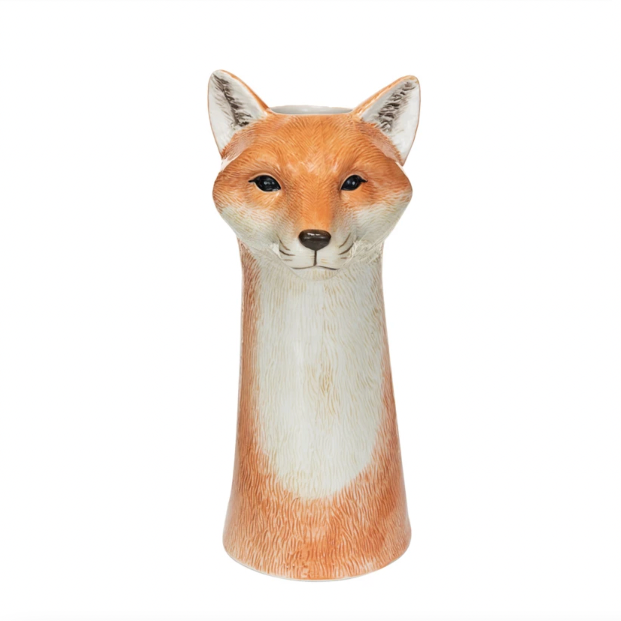 Hand-Painted Stoneware Fox Vase