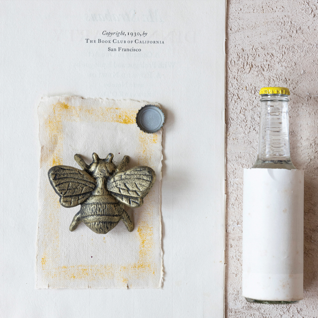 Cast Iron Bee Bottle Opener - Distressed Gold Finish