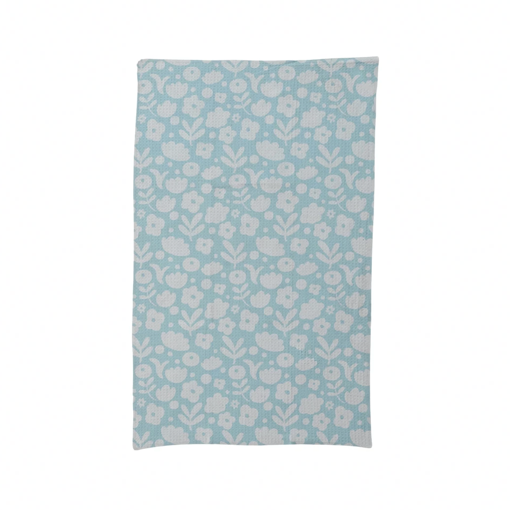 Printed Recycled Microfibre Tea Towel w/ Floral Pattern
