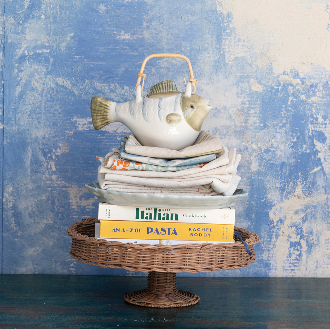 Decorative Hand-Woven Rattan Pedestal with Braided Rim