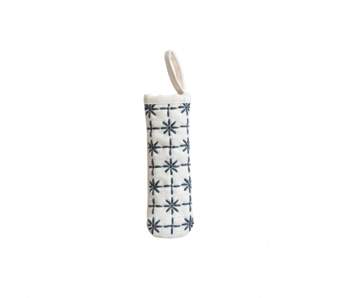 Cotton Pot Handle Cover with Embroidered Pattern & Loop - 4 Colors