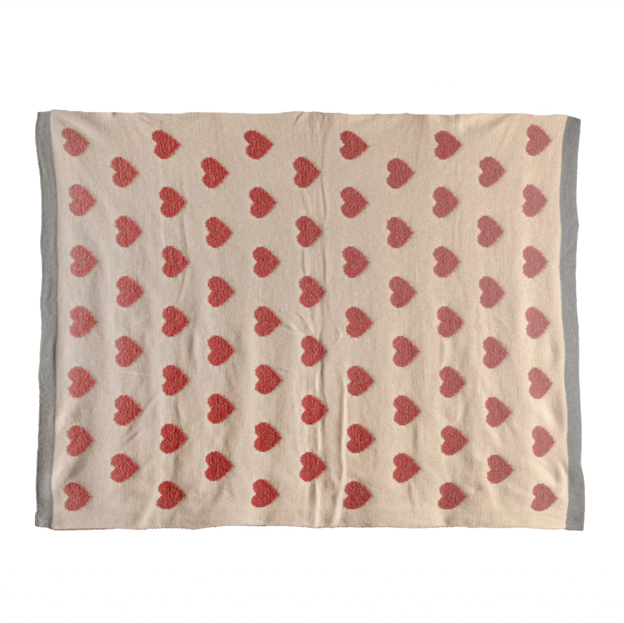 Cotton Knit Chenille Baby Blanket w/ Hearts