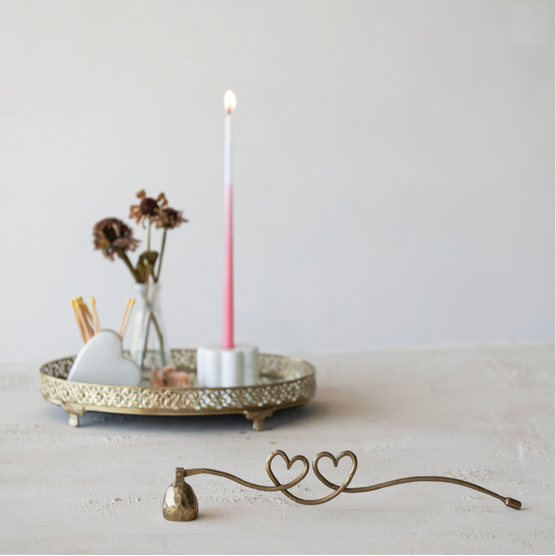Antique Gold Finished Iron Heart Candle Snuffer