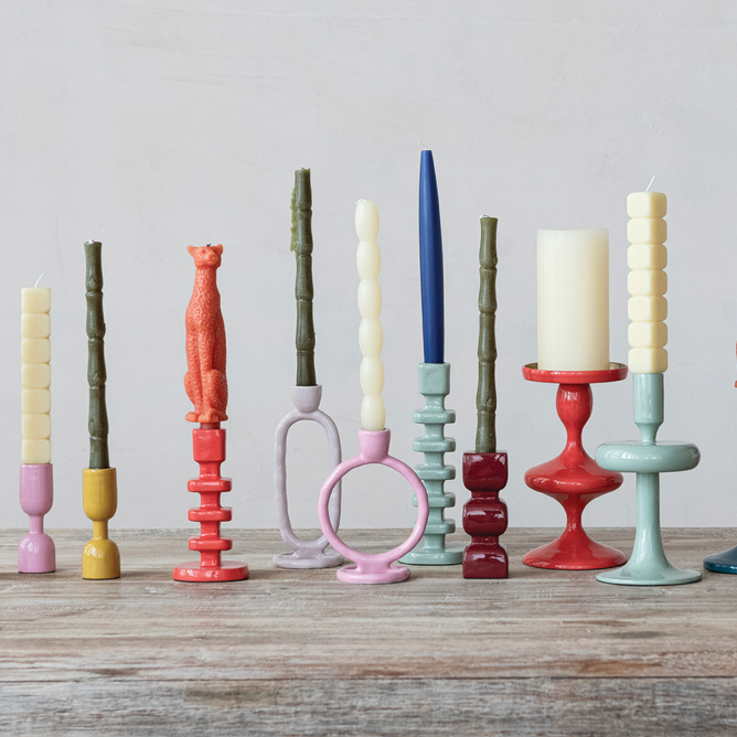 Enameled Aluminum Oval Taper Holder - Lilac Color