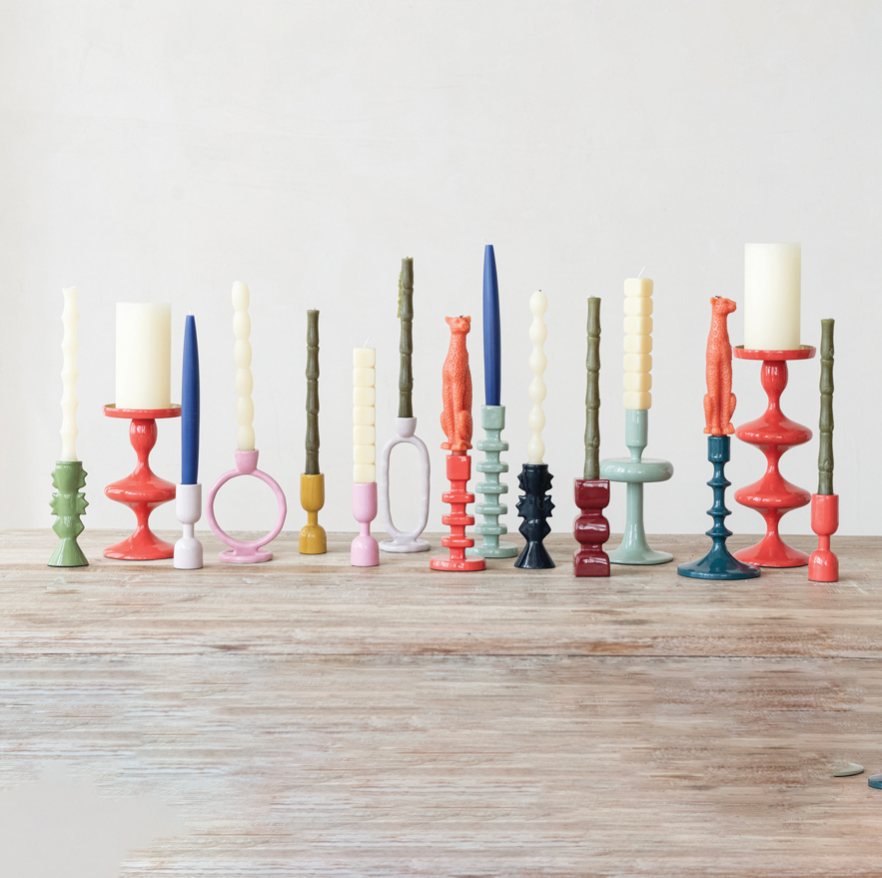 Enameled Aluminum Taper Holder - Teal