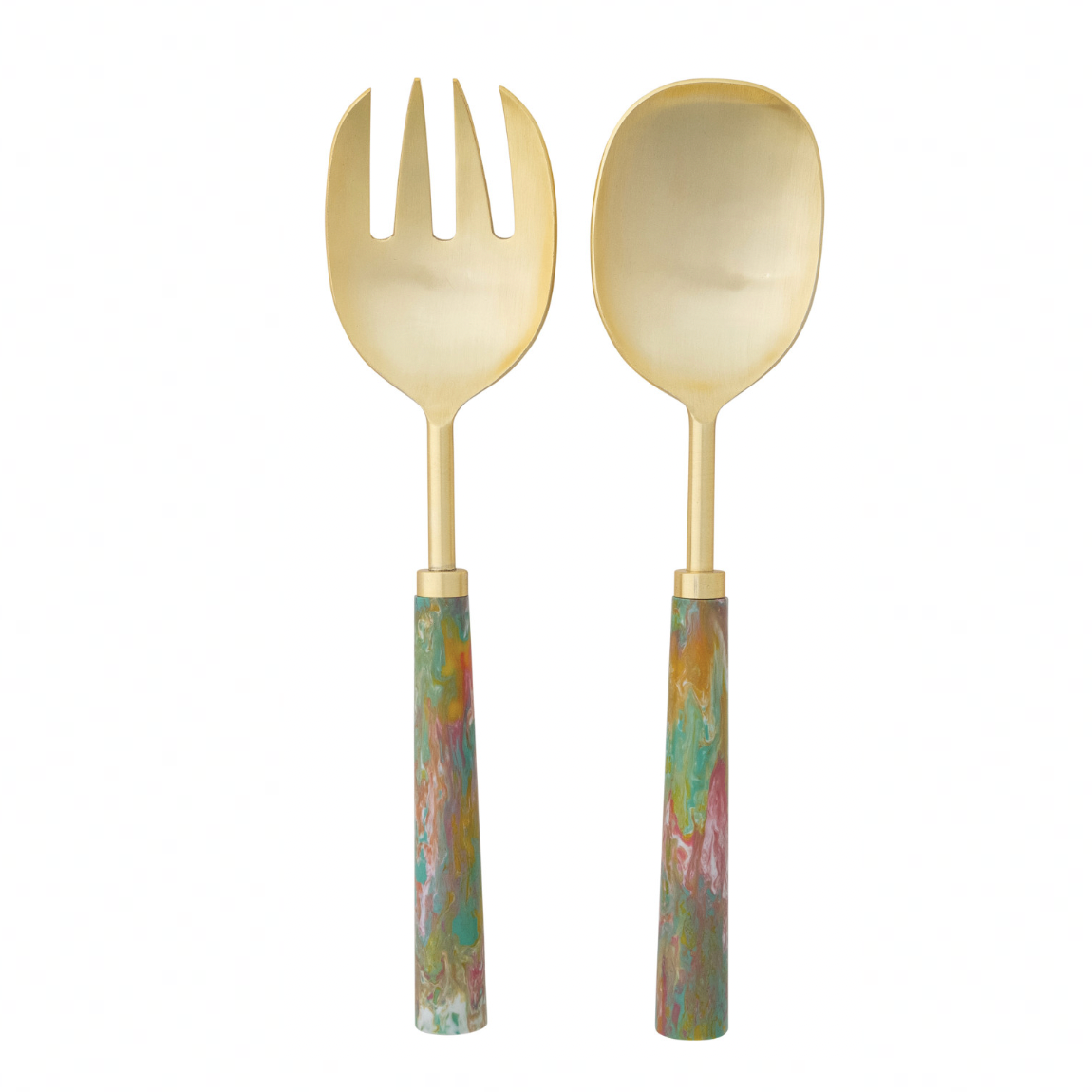 Salad Servers w/ Marbled Resin Handles - Set of 2
