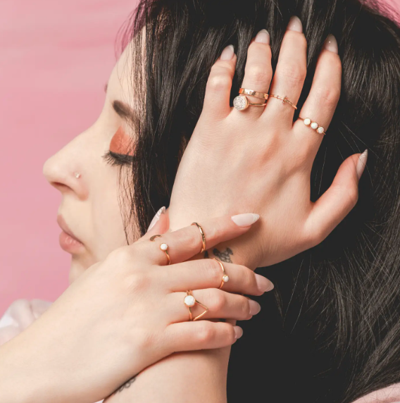 Luna Opal Ring Lunar Moon Phases Crescent Moon Ring Goldfill