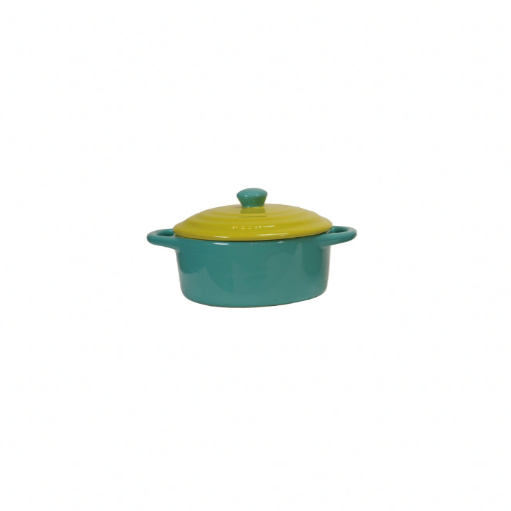 Stoneware Two-Tone Baker - Green & Teal