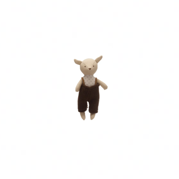 Small plush toy mouse on a white background