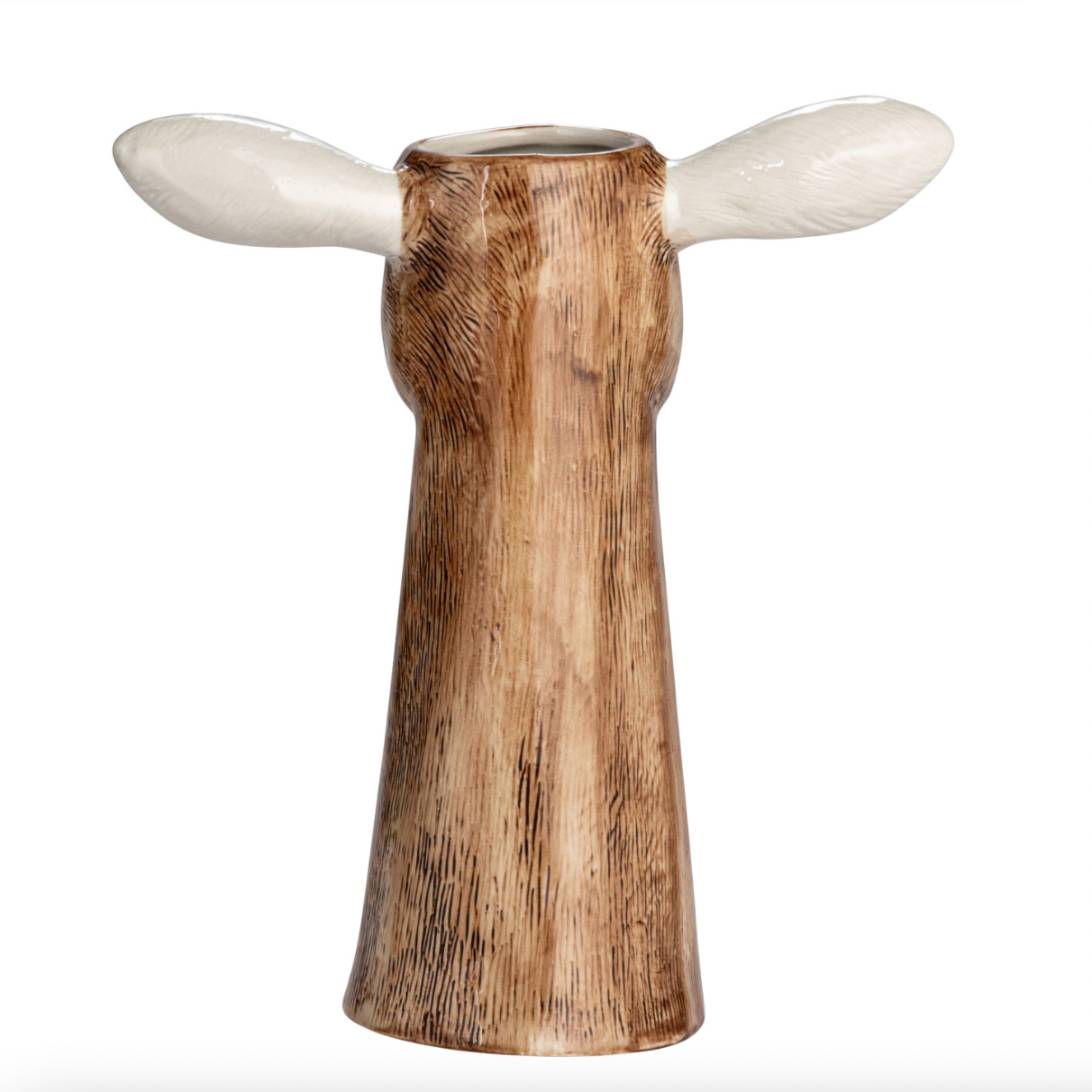 back of Hand-Painted Stoneware Goat Vase