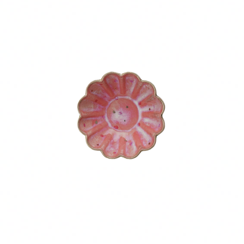 Pink ceramic flower-shaped Bowl on a white background