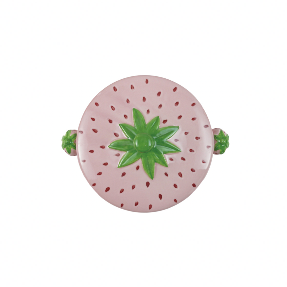 Stoneware Strawberry Shaped Baker with Handles - Pink