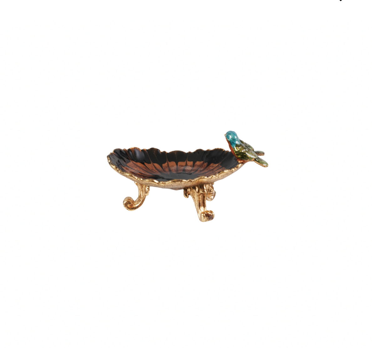 Enameled Metal Footed Bird Jewelry Dish