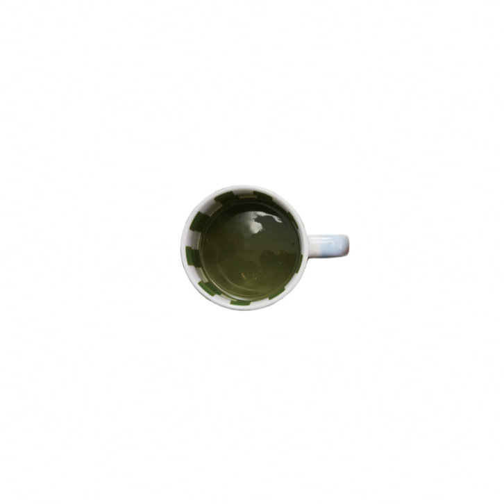 Hand-Painted Stoneware Striped Mug - Green